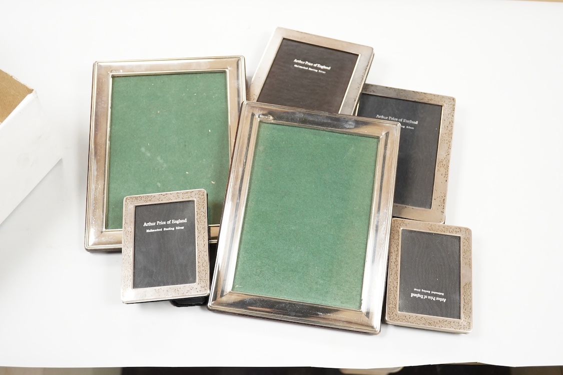 Ten assorted modern silver mounted photograph frames including three pairs, largest single frame, 22.1cm.